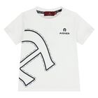 Younger Boys White Logo T-Shirt , 1, hi-res