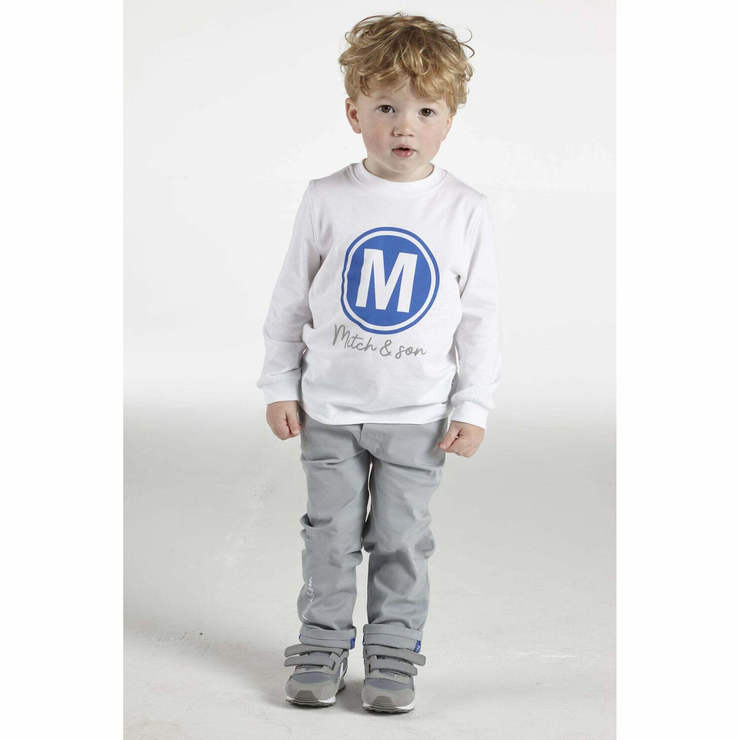 Boys White Logo Long Sleeve Top, 1, hi-res image number null