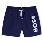 Younger Boys Navy Blue Logo Swim Shorts, 3, hi-res