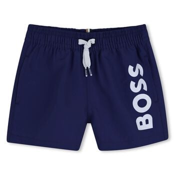 Younger Boys Navy Blue Logo Swim Shorts