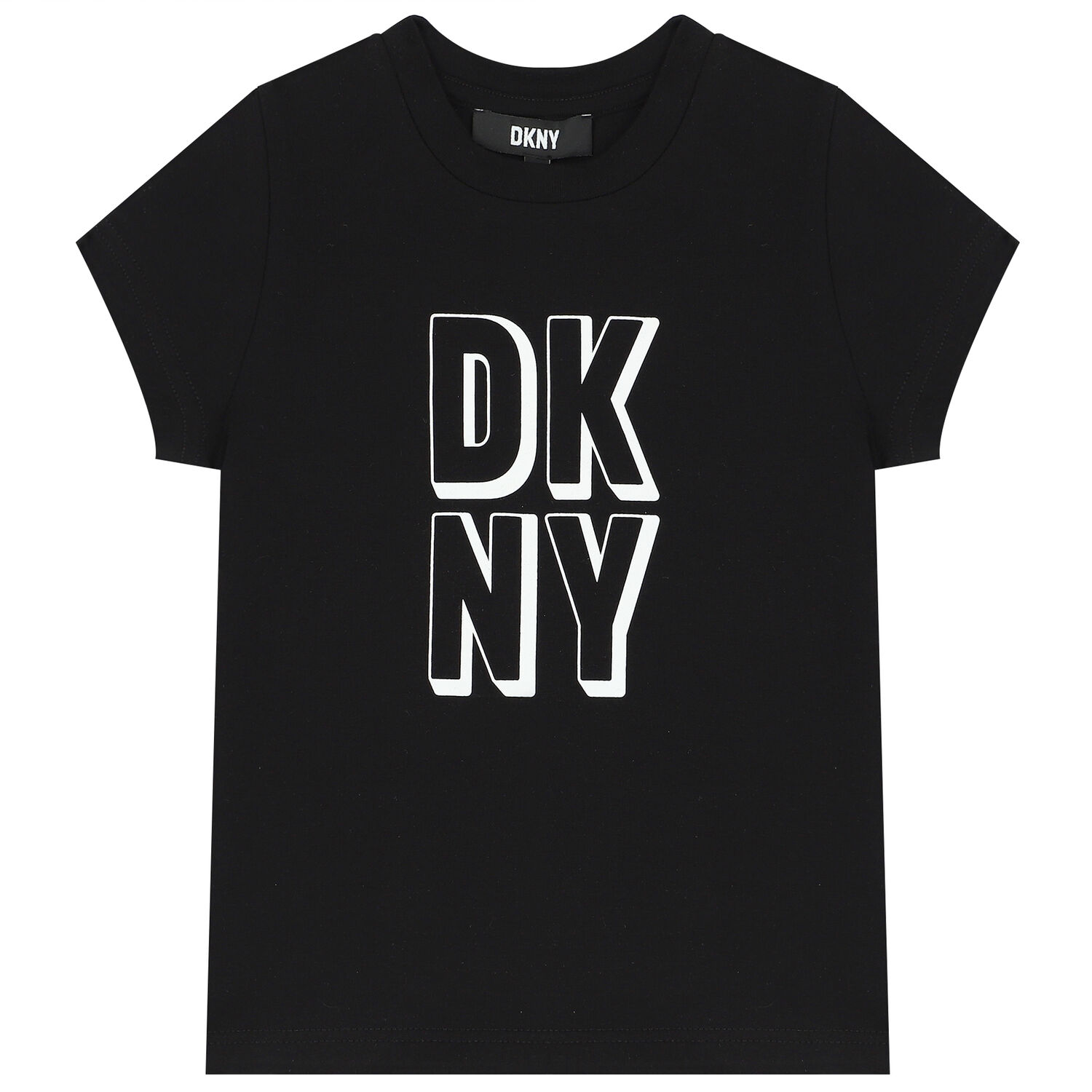 تيشيرت بالشعار باللون الاسود للبنات , 2, hi-res