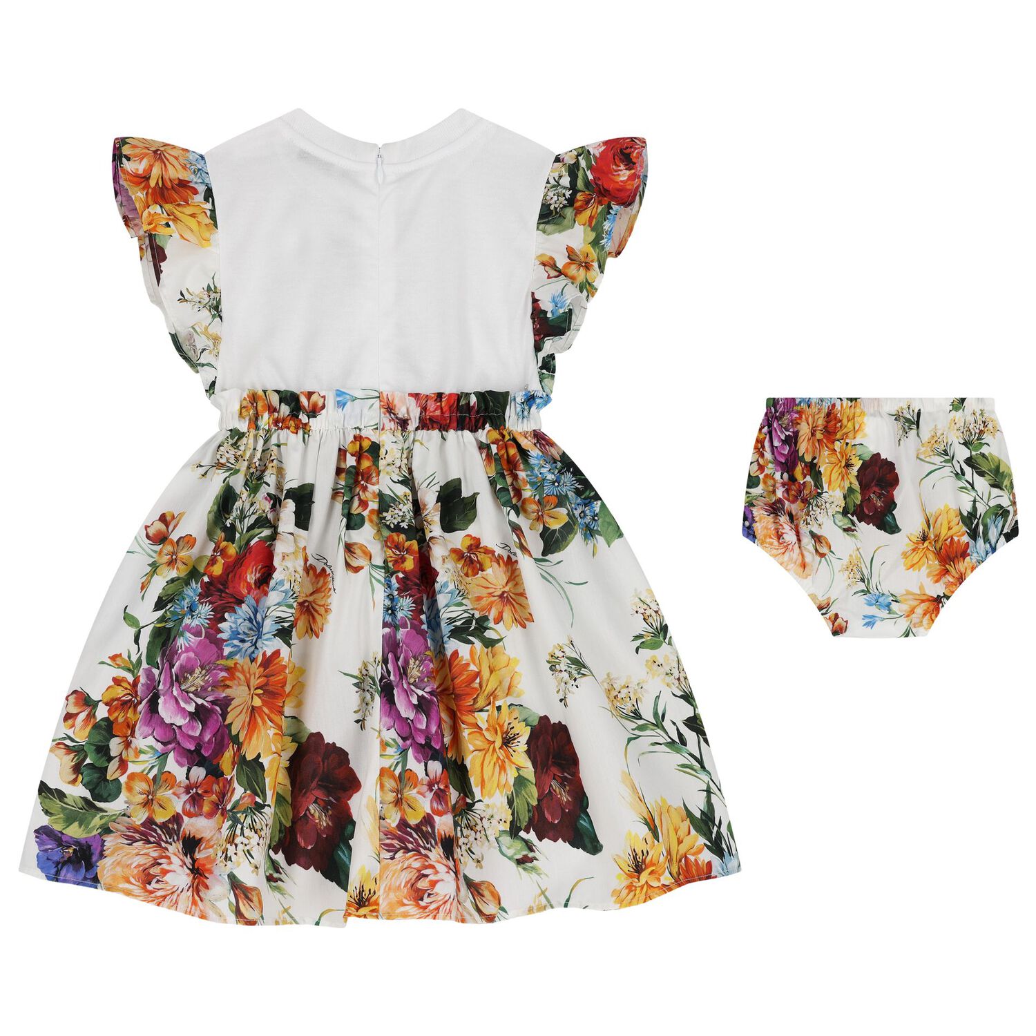 Younger Girls Multi-Coloured Logo Floral Dress Set, 1, hi-res