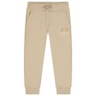 Boys Beige Logo Joggers, 2, hi-res