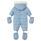 Baby Boys Blue Teddy Bear Baby Snowsuit, 2, hi-res