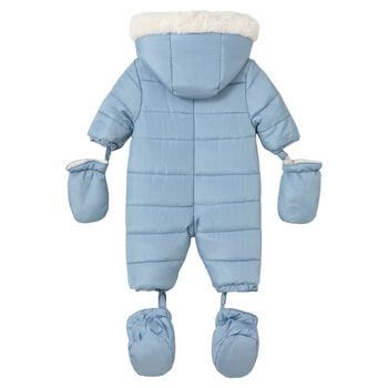 Baby Boys Blue Teddy Bear Baby Snowsuit