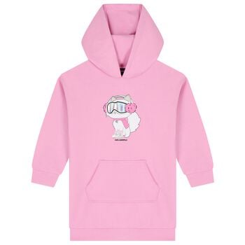 Girls Pink Choupette Hooded Dress