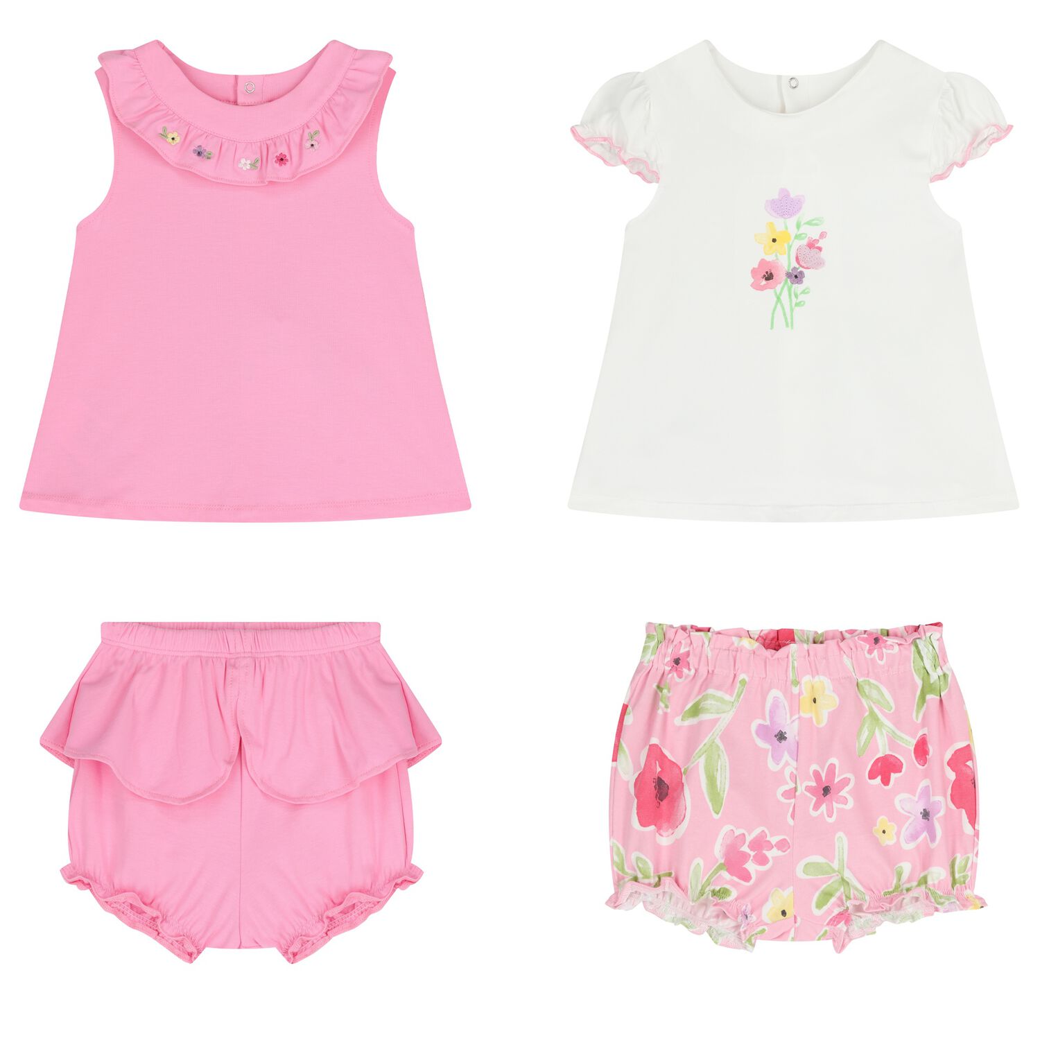 Baby Girls White & Pink Shorts Set ( 2-Pack ), 3, hi-res
