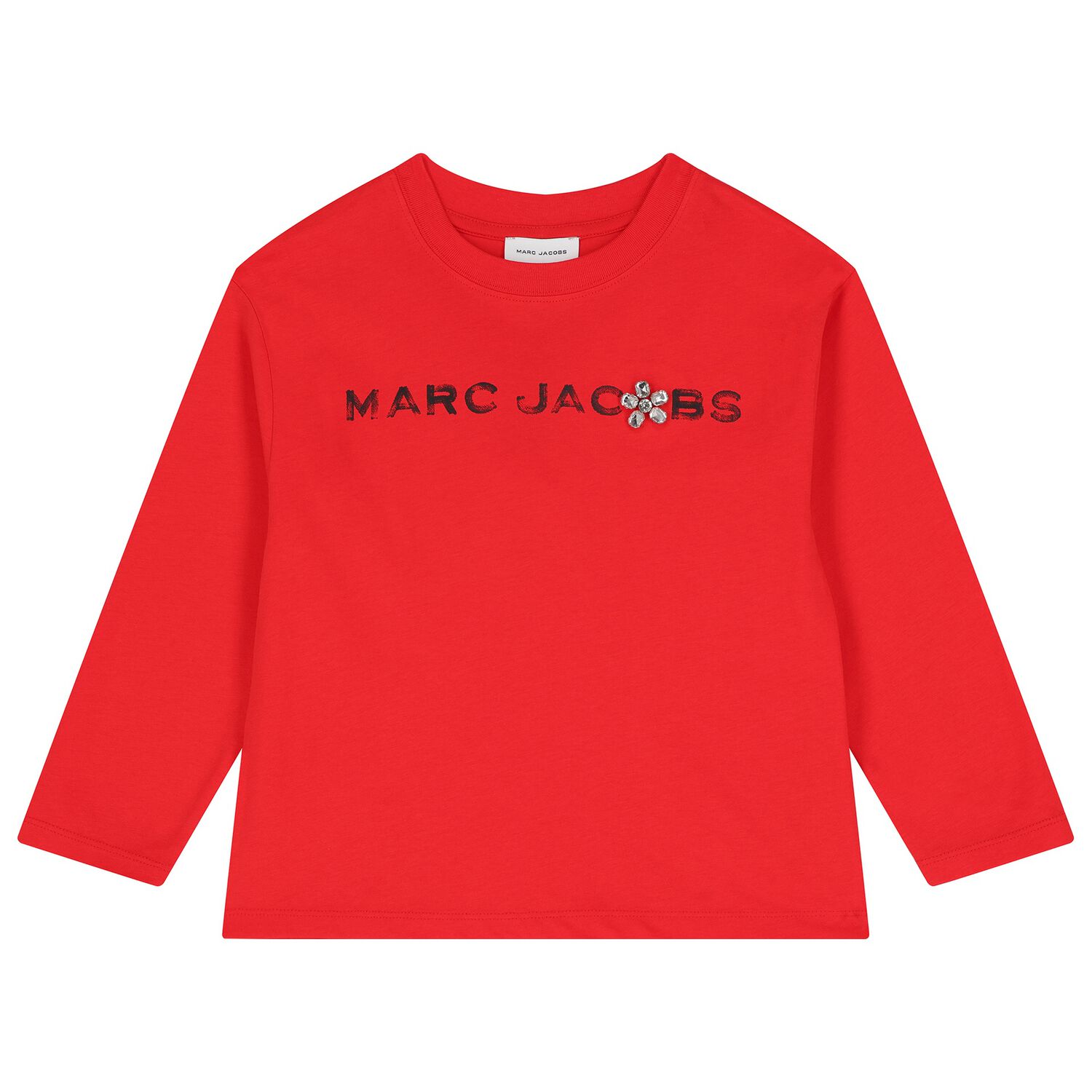 Girls Red Logo Long Sleeve Top, 2, hi-res