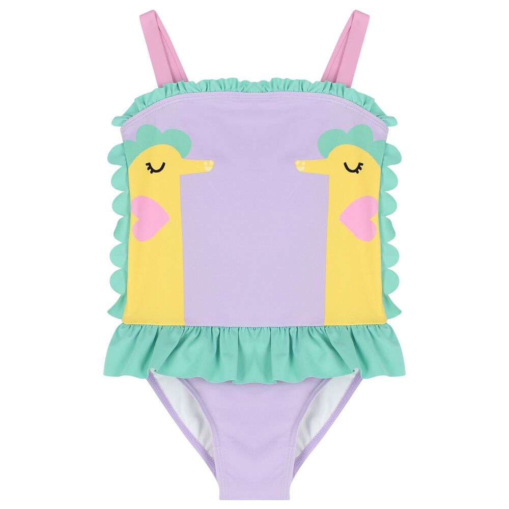 Stella McCartney Girls Purple Sea Horse Swimsuit Junior Couture UAE