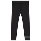 Girls Black Logo Softskin Leggings, 2, hi-res