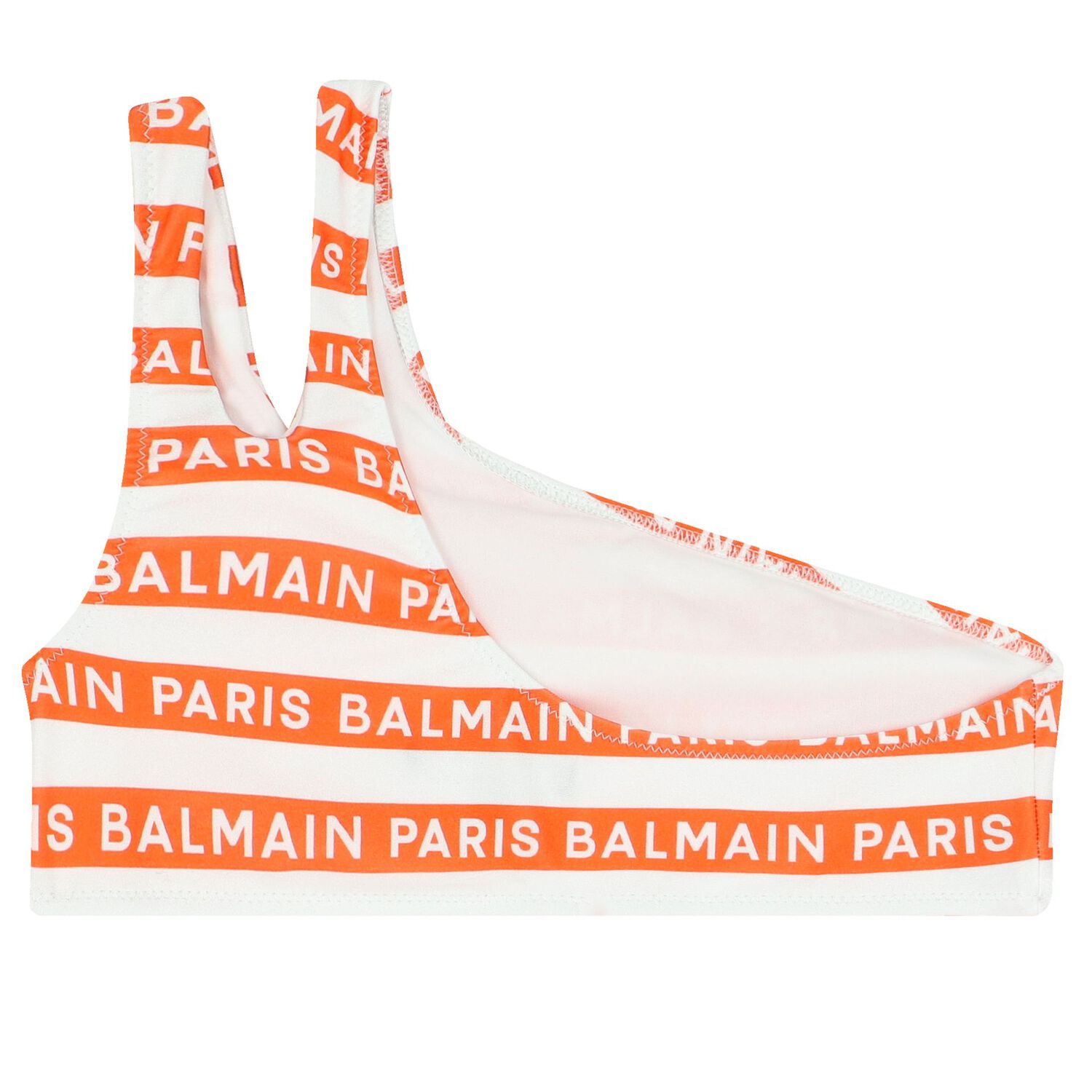 Girls White & Orange Striped Bikini, 1, hi-res