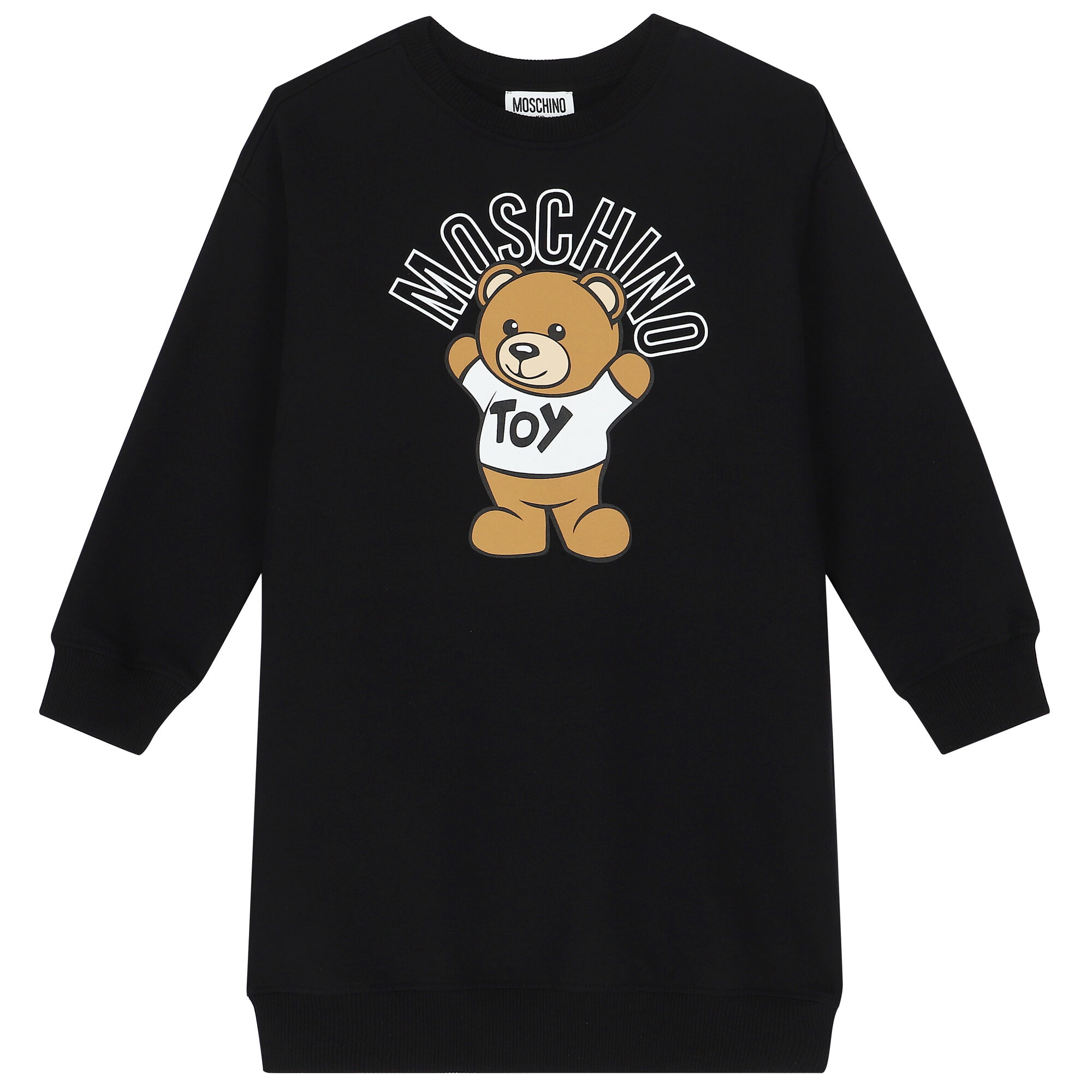 Moschino Girls Black Teddy Logo Sweatshirt Dress Junior Couture UAE