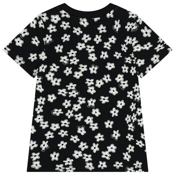 Girls Black Logo Flower T-Shirt