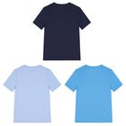Boys Navy Blue & Blue Logo T-Shirts ( 3-Pack ), 1, hi-res