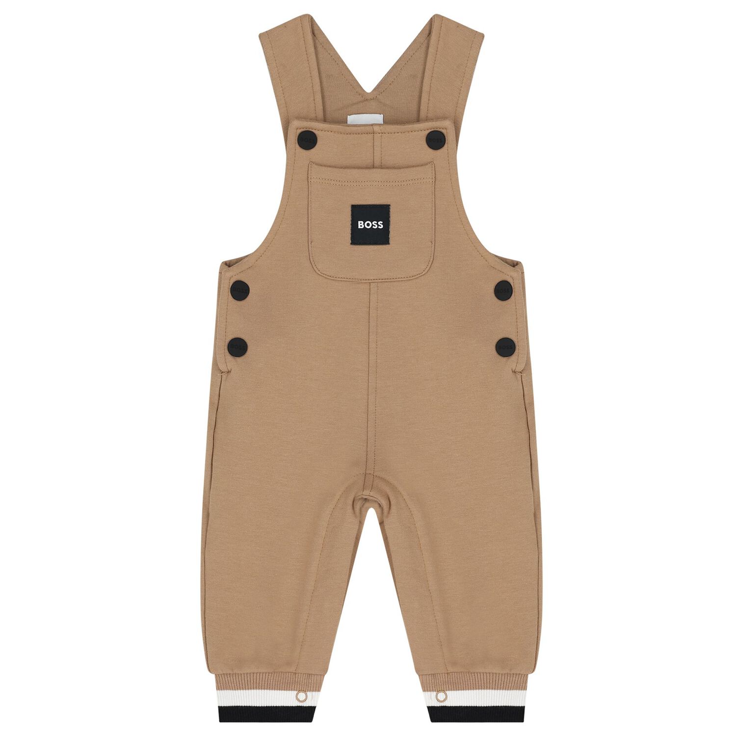 Baby Boys Beige & White Logo Dungaree Gift Set, 1, hi-res