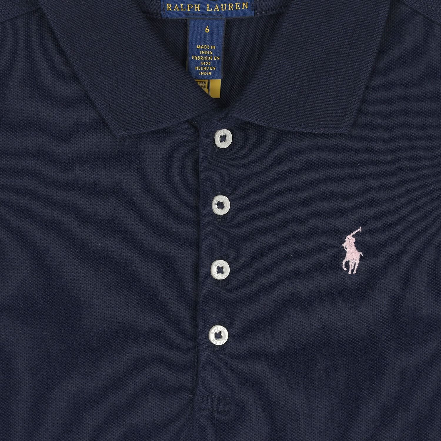 Girls Navy Blue Logo Polo Dress, 1, hi-res