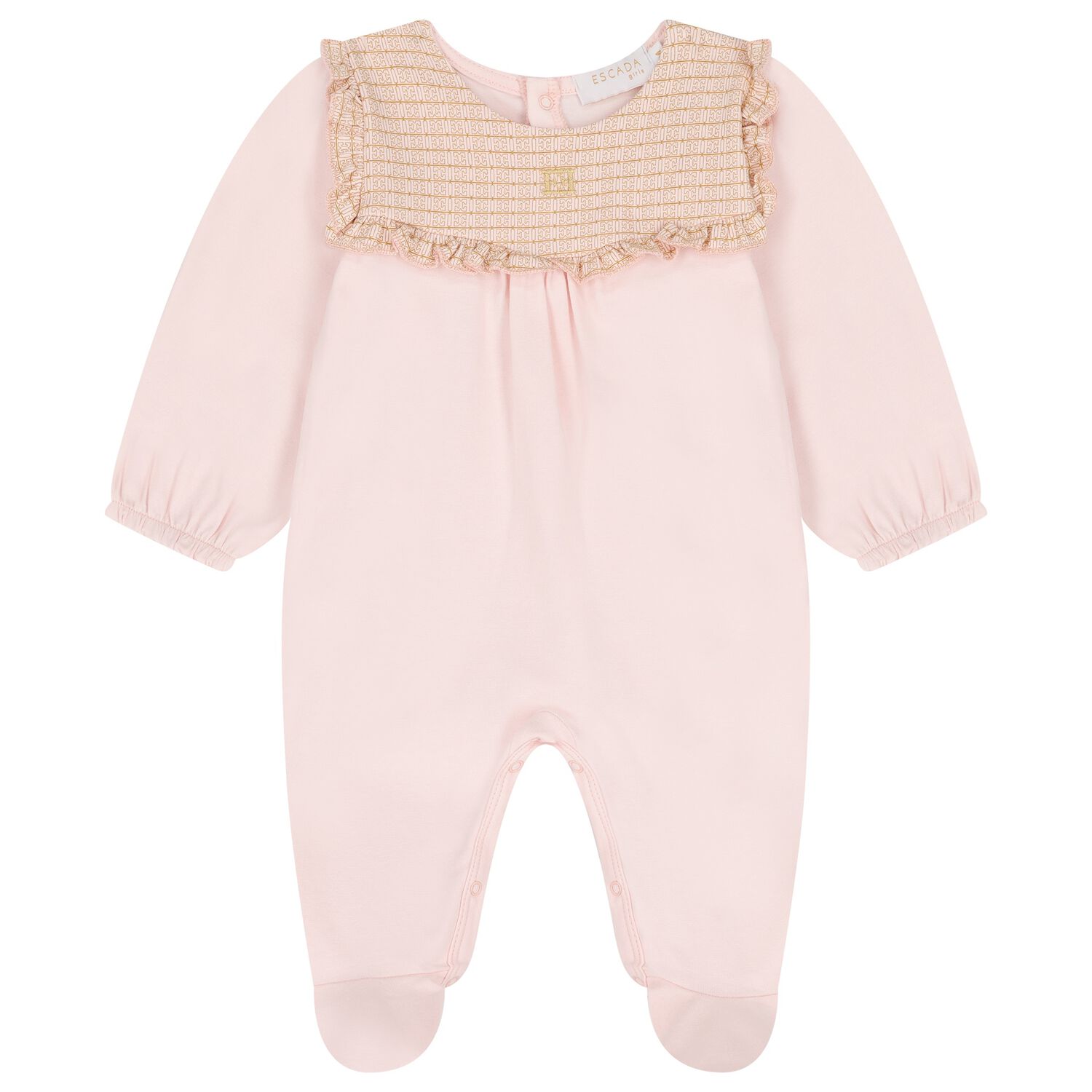 Baby Girls Pink & Gold Ruffled Babygrow, 2, hi-res