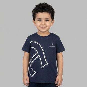 Younger Boys Navy Blue Logo T-Shirt 
