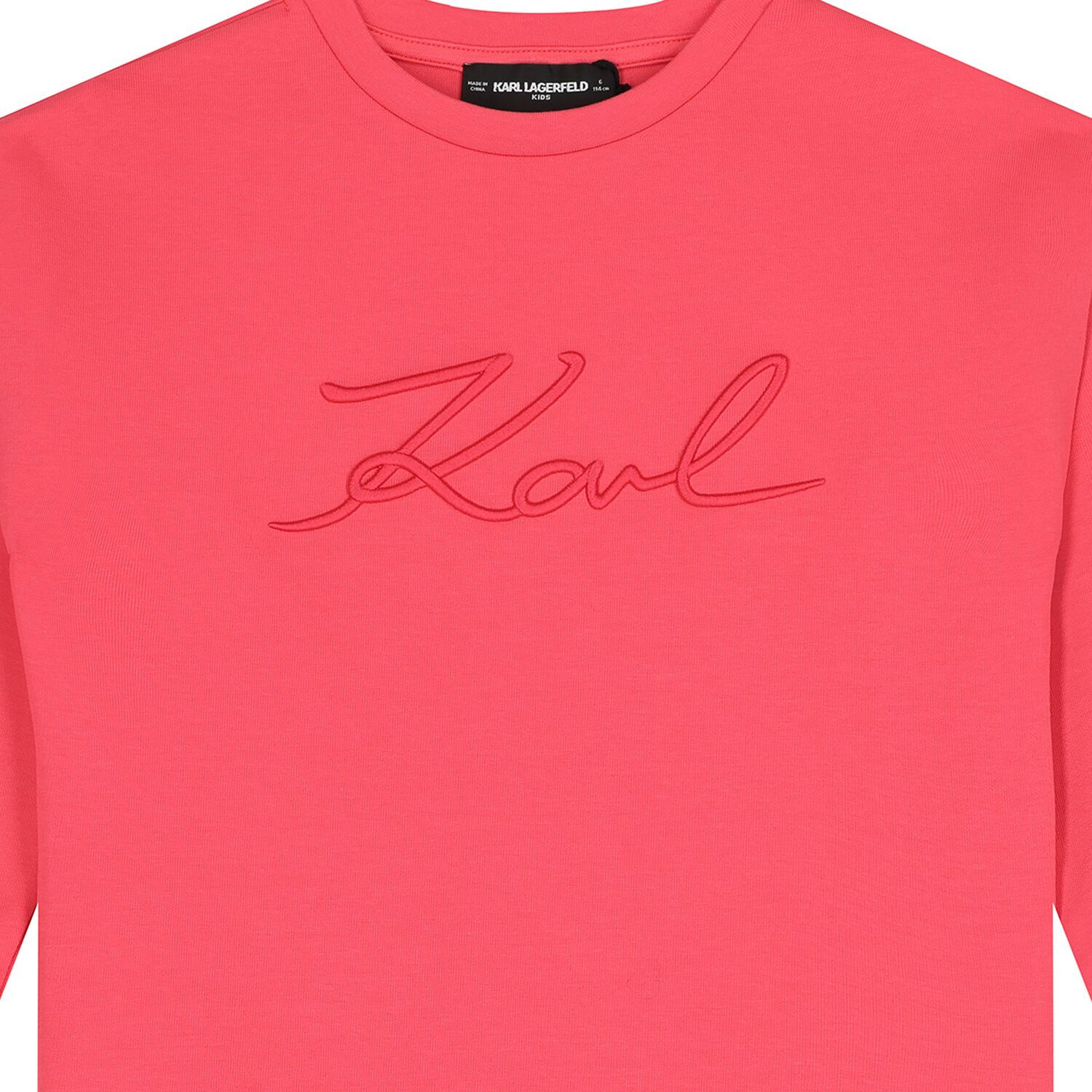 فستان وردي بشعار للبنات, 1, hi-res