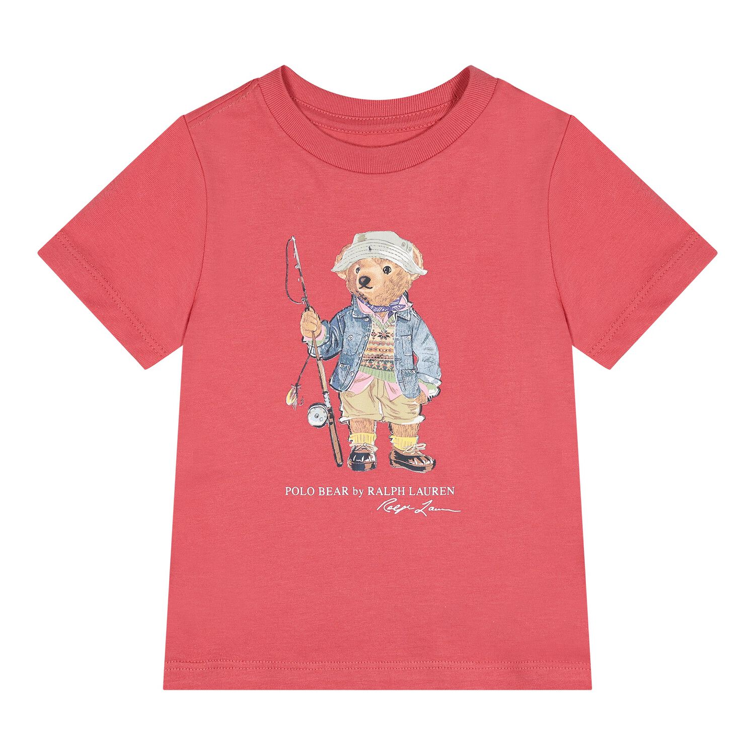 Baby Boys Red Fishing Polo Bear T-Shirt, 1, hi-res