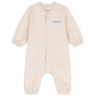 Baby Beige Logo Romper, 3, hi-res