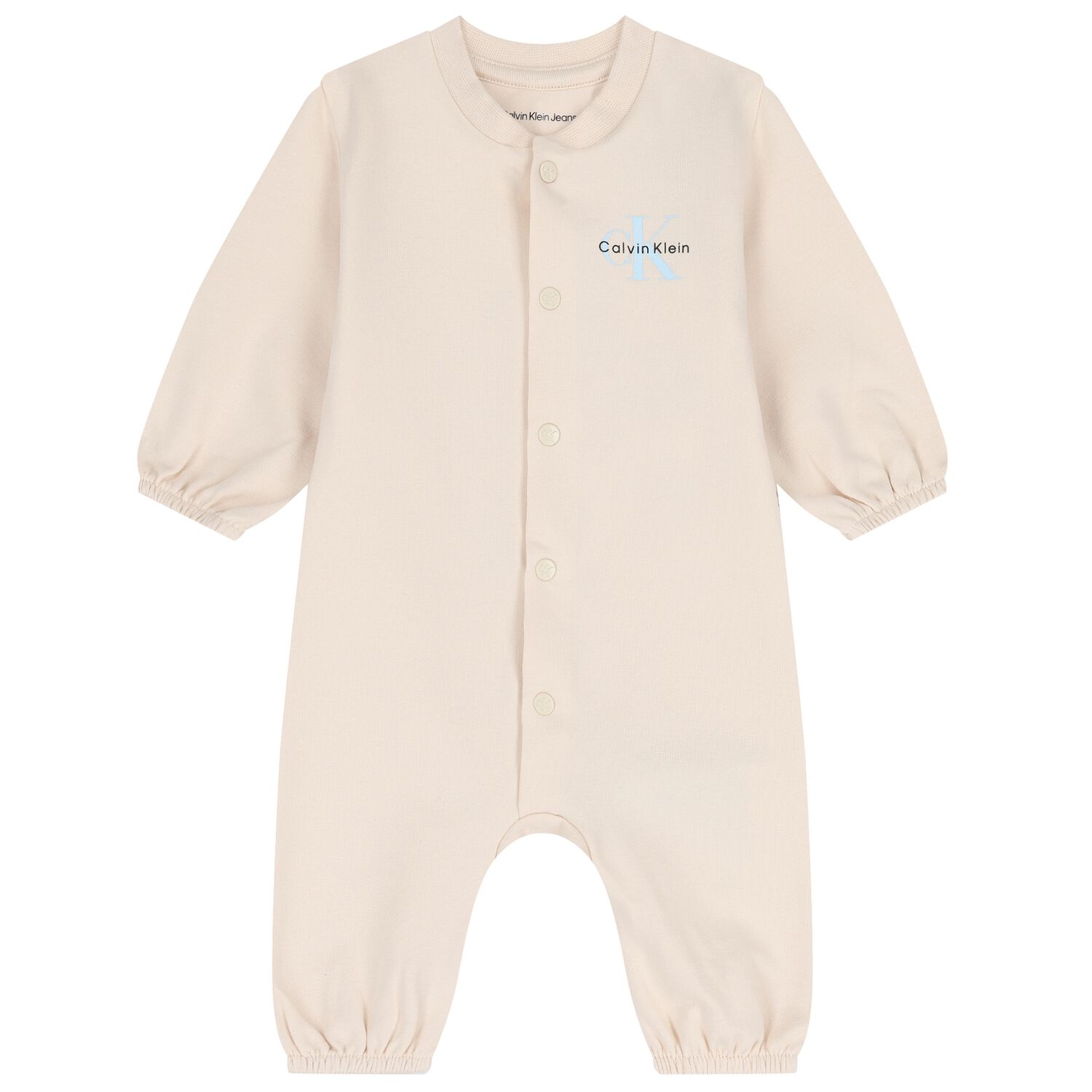 Baby Beige Logo Romper, 3, hi-res