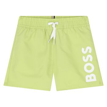 Younger Boys Green Logo Swim Shorts