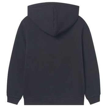 Boys Black Hooded Zip Up Top