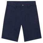 Boys Navy Blue Chino Shorts, 2, hi-res