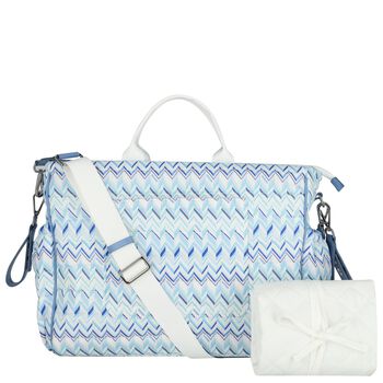 Blue & White Zig Zag Baby Changing Bag