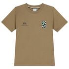 Boys Beige Logo T-Shirt, 1, hi-res