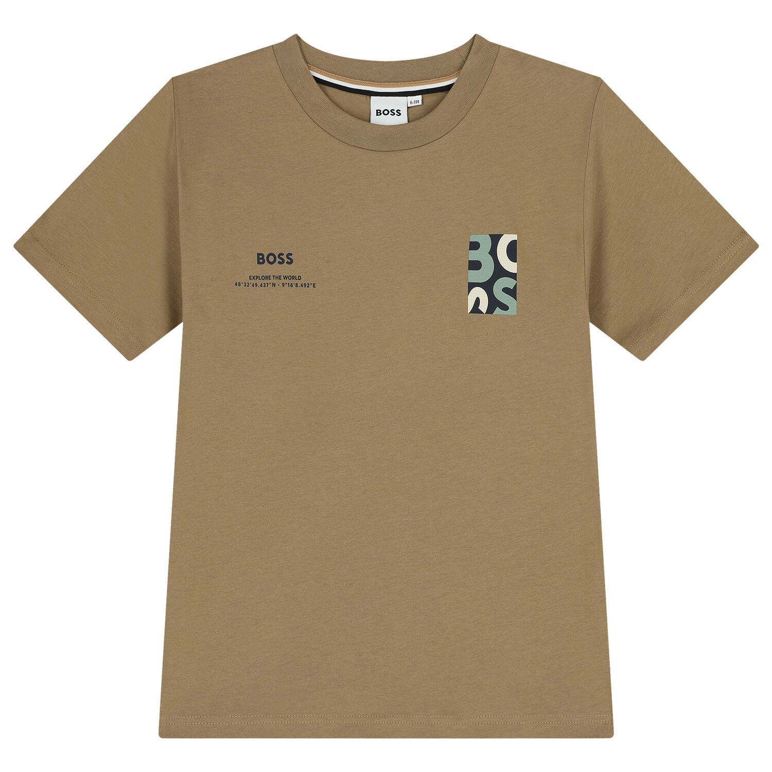 Boys Beige Logo T-Shirt, 1, hi-res