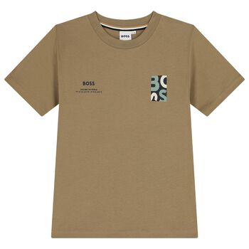 Boys Beige Logo T-Shirt