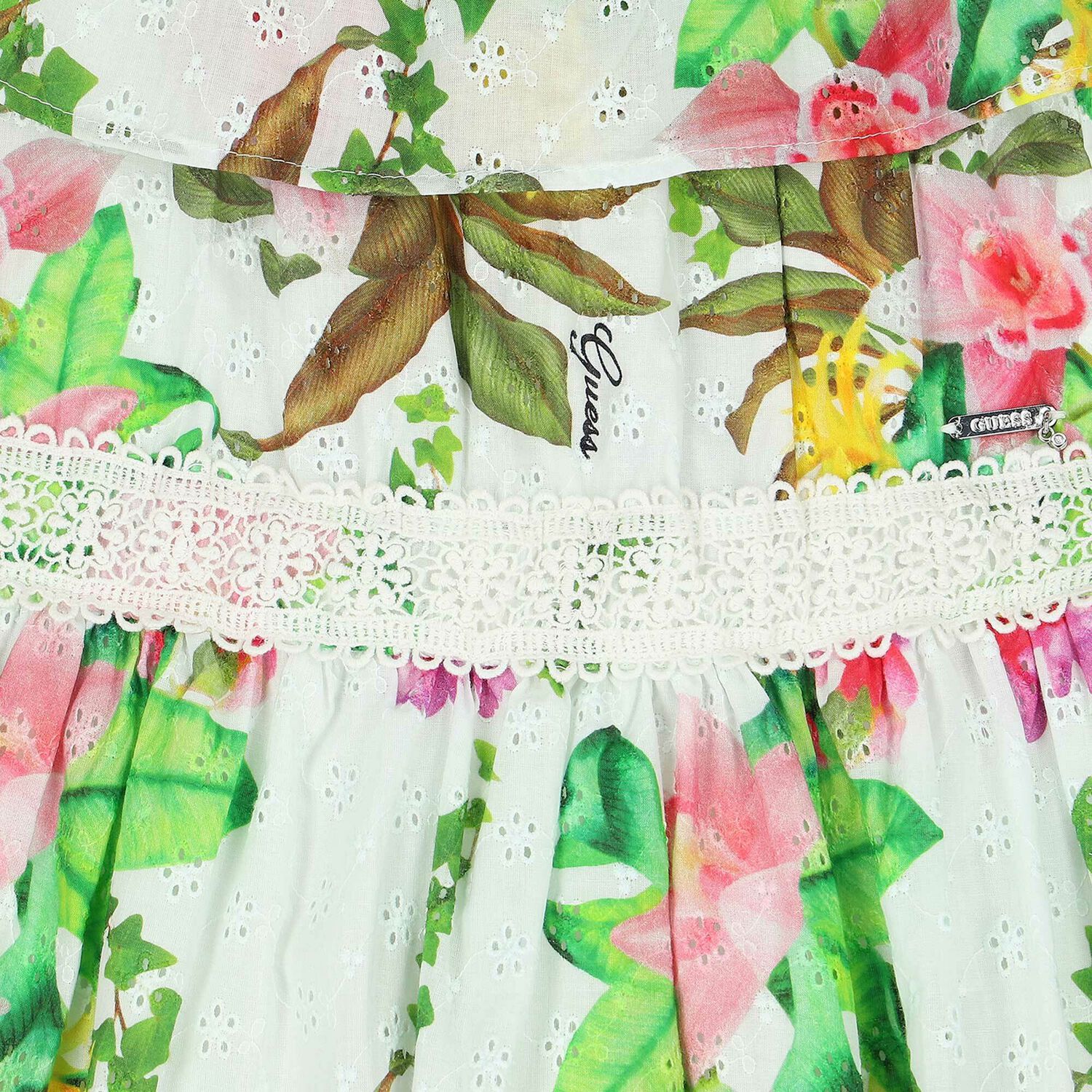 Girls White & Yellow Lemon Dress, 1, hi-res