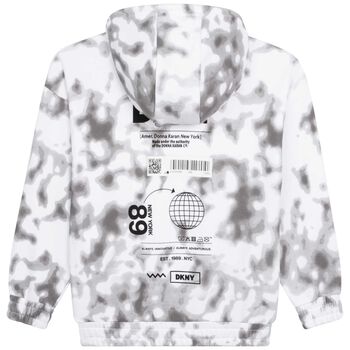 White & Grey Logo Hooded Zip Up Top 
