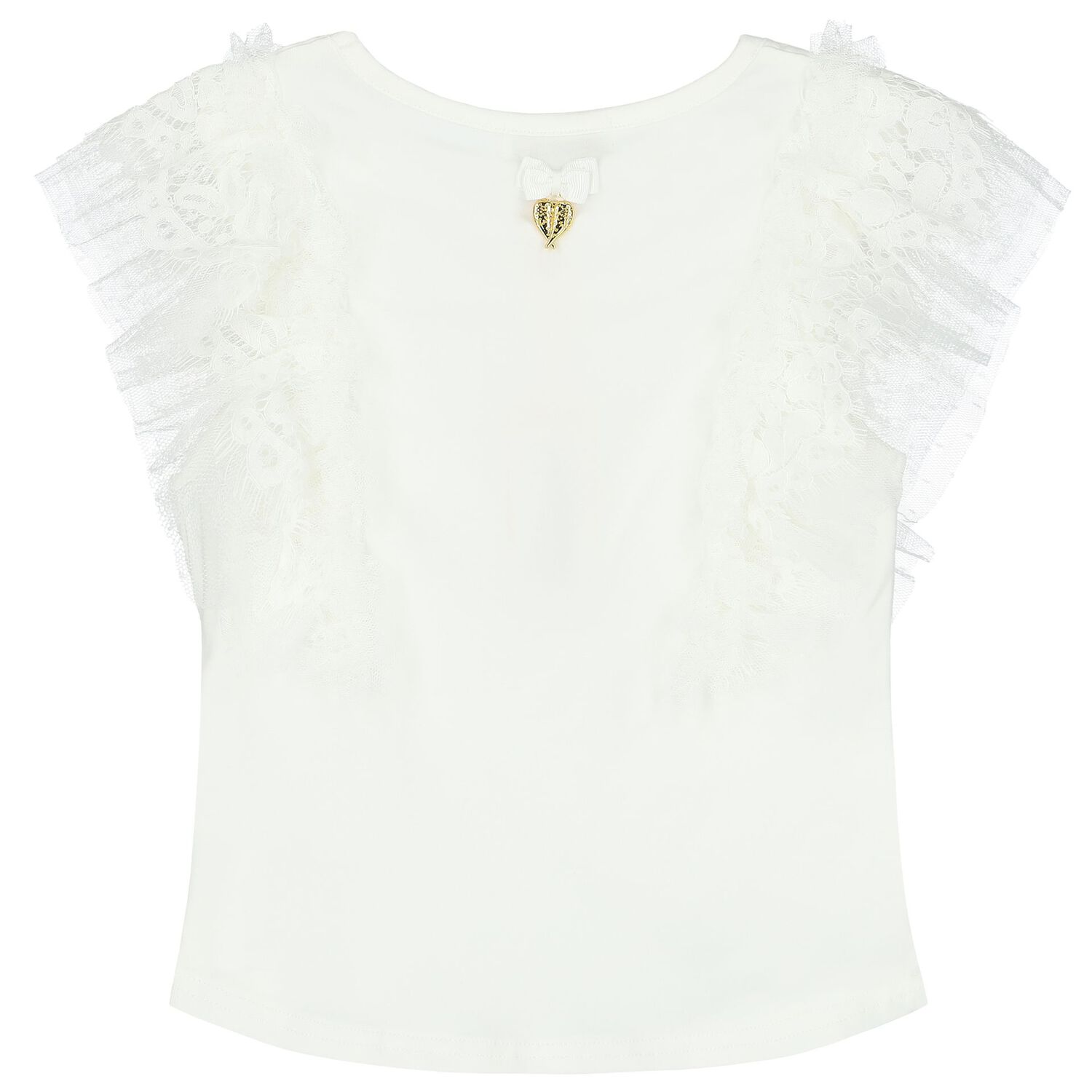 Girls White Ruffled Top, 3, hi-res