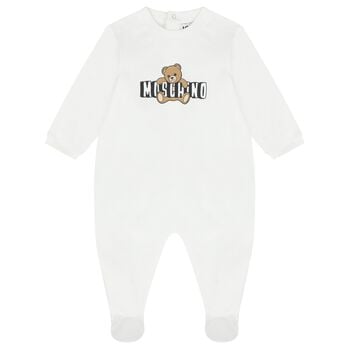 White Teddy Bear Logo Babygrow