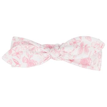 Baby Girls White & Pink Toile Bow Headband
