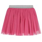 Girls Pink Pleated Tulle Skirt , 1, hi-res