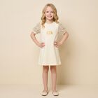 Younger Girls Ivory & Gold Bag Dress, 1, hi-res