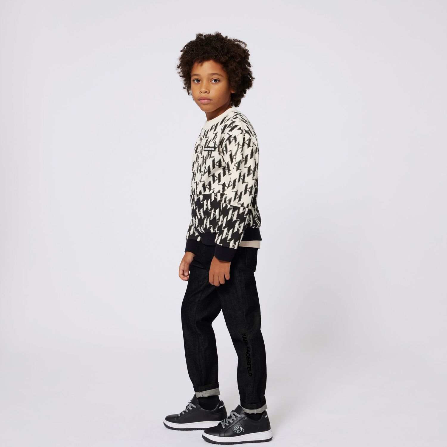 Boys Ivory & Black Logo Sweatshirt, 1, hi-res