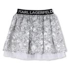 Girls Silver Sequinned Skirt, 1, hi-res