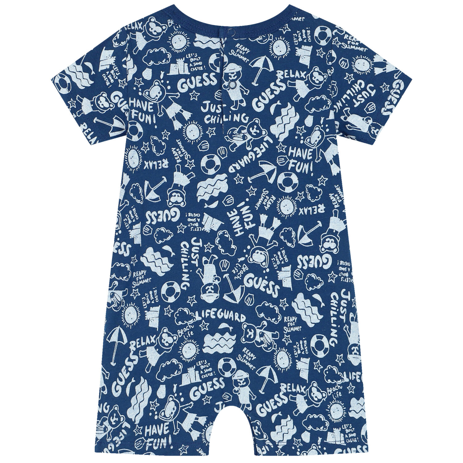 Baby Boys Blue Logo Romper, 1, hi-res