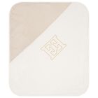 Baby Girls Ivory & Gold Logo Blanket, 1, hi-res