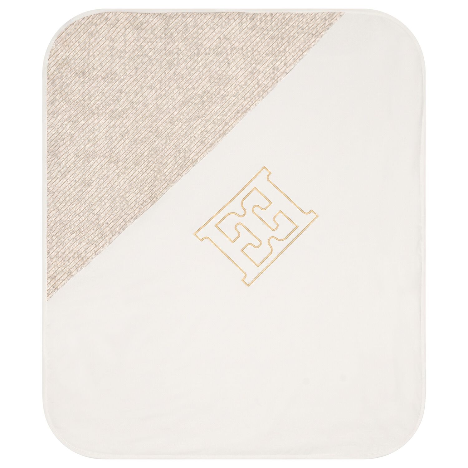 Baby Girls Ivory & Gold Logo Blanket, 1, hi-res