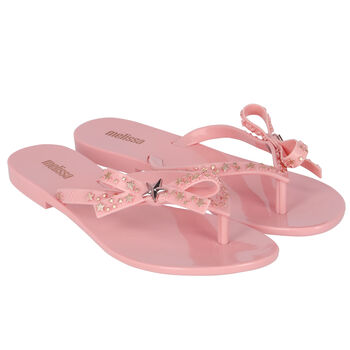 Girls Pink Star Flip-Flops