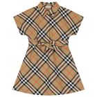 Girls Beige Check Dress, 1, hi-res