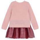 فستان بنات تل محبوك باللون الوردي, , hi-res