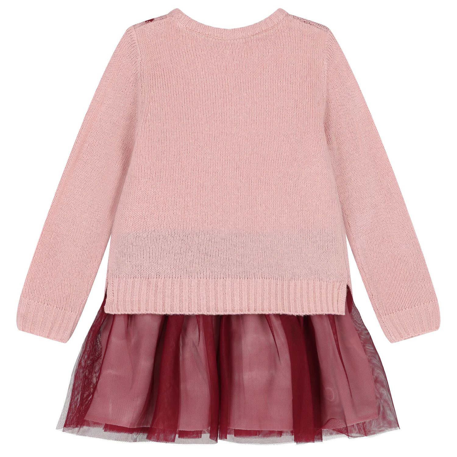 فستان بنات تل محبوك باللون الوردي, , hi-res image number null