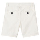 Boys Off White Cotton Twill Shorts, 2, hi-res